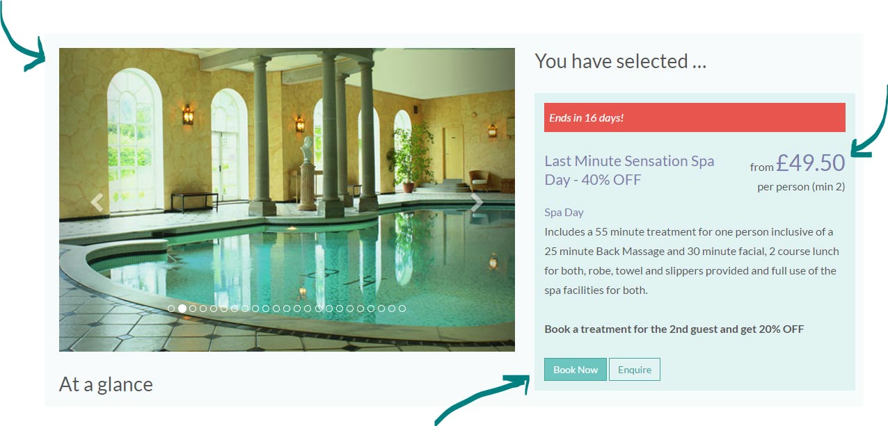 Ejemplo de una landing page de un spa
